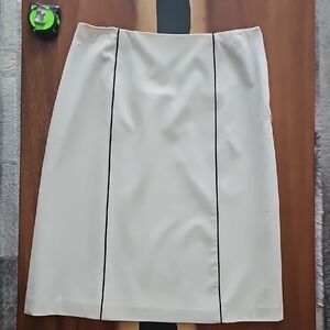 Apostrophe Cream Pencil Skirt With Blavk Trim. Knee-Length Workwear. Sz 4
